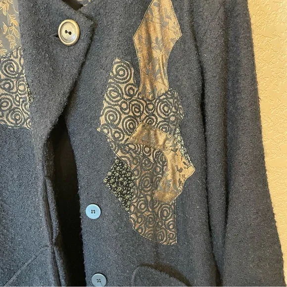 CB Wraps by Chadwicks Vintage Long Wool Wearable Art Maxi Coat Size M - Picture 12 of 16